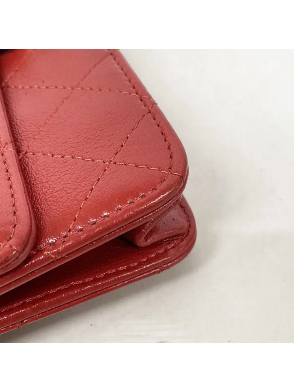 Chanel Wallet on Chain Quilted Leather Red Gold Shoulder Bag